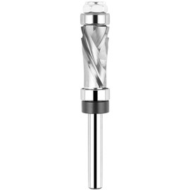 EANOSIC Carbide Compression Flush Trim Router Bit 1/4 Shank with Top & Bottom Bearing, Pattern Template Flush Cut Spiral Router Bit 1/4 Shank 1/2 Inch Cutting Dia for Wood Trimming