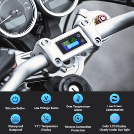 DROK RV Battery Monitor 12v, 10-100v Digital Voltage Meter Battery Capacity Tester Temperature Gauge for Car Marine, 60cm Cable