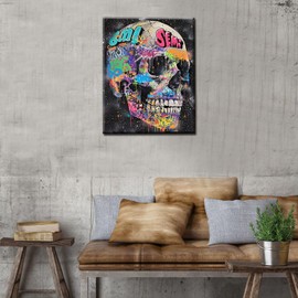 Tucocoo Graffiti Skull Paint by Number Various Colorful Skeleton Tags Paint by Numbers for Adult Beginners DIY Acrylic Oil Painting Ideal Gift Choice 16x20 Inches（Without Frame ）