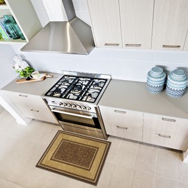 Machine Washable Non-Slip Rubberback Bordered Design 2x5/2x3 2PCS Set Indoor Runner Rug/Area Rug for Hallway, Kitchen, Entryway, Bathroom, 2 Piece Set - 20" x 59" / 2'3" x 3', Brown