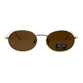 Unisex Oval Sunglasses Metal Frame Vintage Retro Fashion UV 400 Gold, Brown