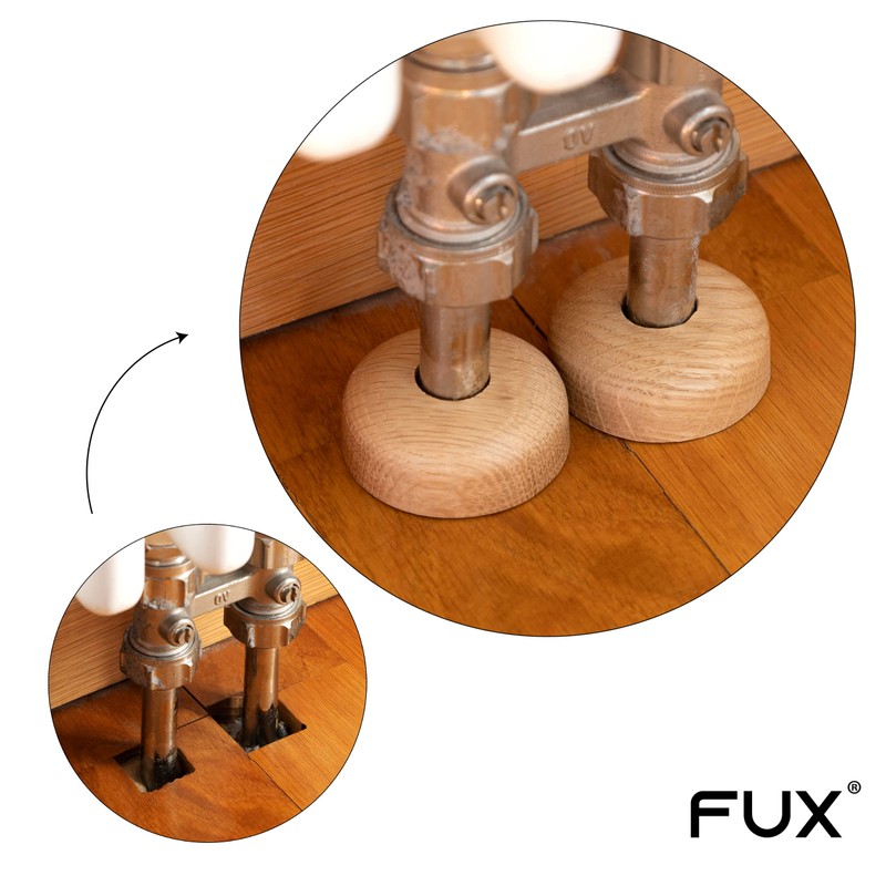 2 Pieces Pipe Covers, Solid Wood, for Pipe diameters: 15mm,
