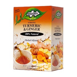 Dalgety Turmeric and Ginger Herbal Infusion 6x40g Cartons (6 Pack) 100% Natural, Caffeine Free Tea (Total 108 Teabags) - Delicious and Packed with Unique Health Benefits