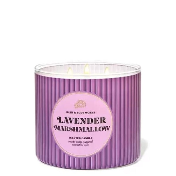 Bath & Body Works, White Barn 3-Wick Candle w/Essential Oils - 14.5 oz - 2022 Spring Scents! (Lavender Marshmallow)