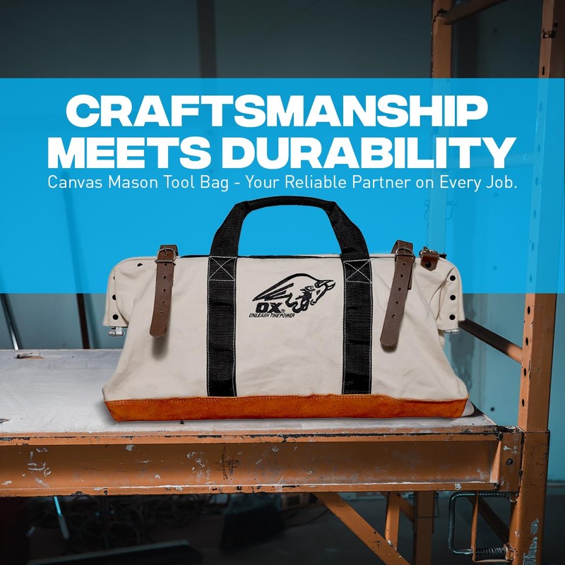 OX Tools 24 Inch Canvas Mason Tool Bag Canvas Utility
