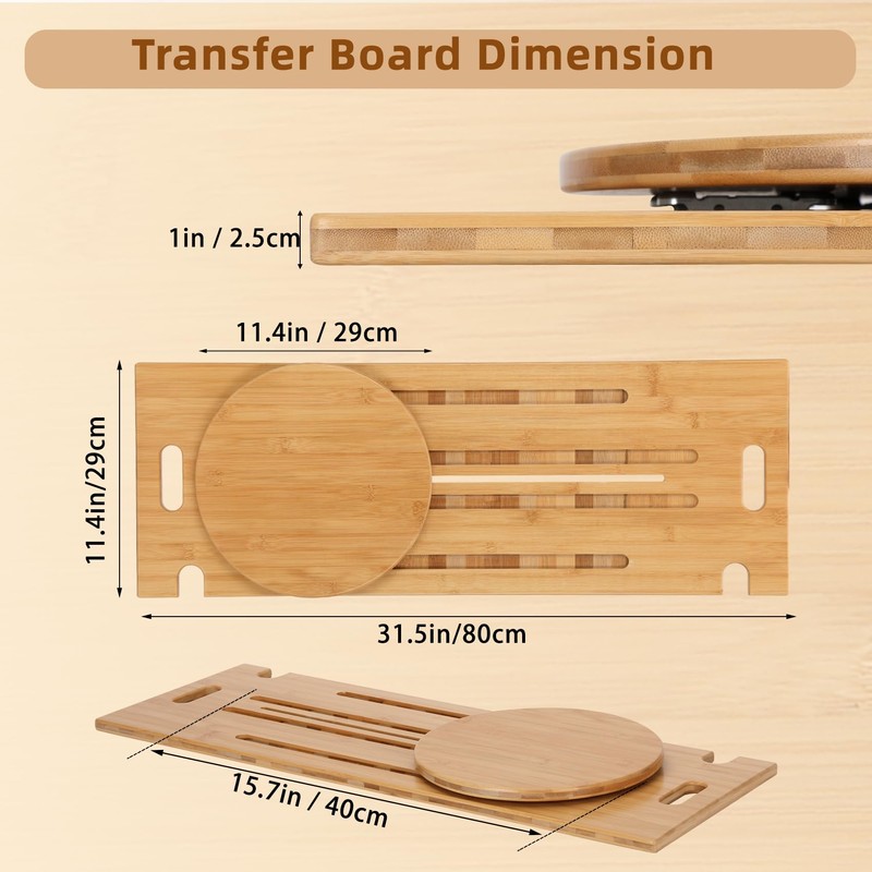 Slide Transfer Board with Turntable,Slide Board MakeTransfers Easier,Heavy-Duty Sliding Board