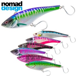 Nomad Design Madmacs High-Speed Trolling Lure – Offshore Sinking Minnow with BKK Hooks, Heavy-Duty Split Rings & Autotune System for Tuna, Wahoo & GT- 130mm | 5" | 3-1/8oz, Silver Green Mackerel