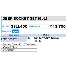 Extra Long Socket Set Corner 3sll400 