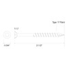 Grip-Rite P212STWH40, PrimeGuard Plus #9 x 2-1/2" White Trim Screws,