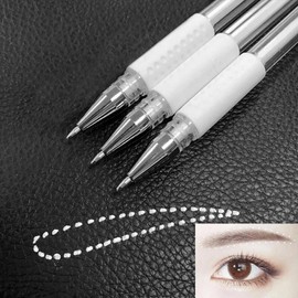Leogony 3PCS Eyebrow Mapping Pen Kit, Waterproof Skin Marker Pen with 6 Replacement Refills (White)