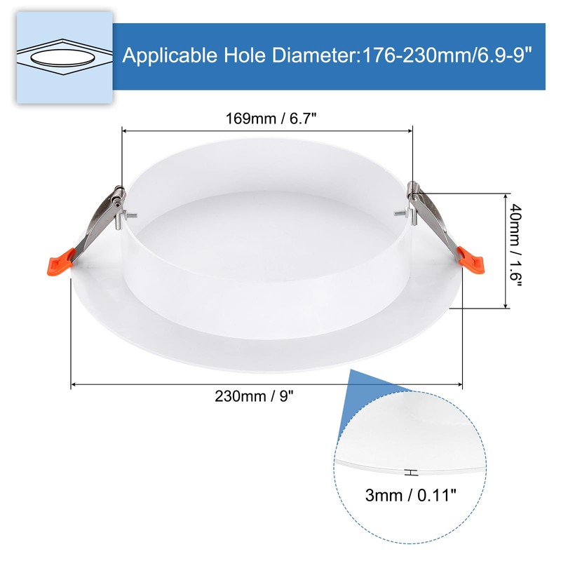 PATIKIL 230mm / 9" Diameter Spring Ceiling Hole Cover Plate,