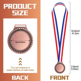 Sasylvia 60 Pcs Blank Award Medals with Neck Ribbons Create Your Own Medals Kit Cheer Winner Participation Trophy Metal Gifts for Soccer Football Party Game(Antique Red)