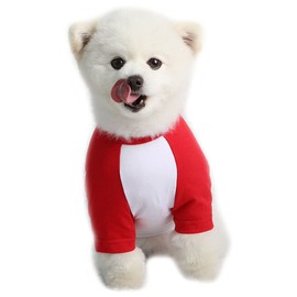 Lucky Petter Dog Cotton Shirts for Small and Large Dogs Raglan T-shirts soft breathable Dog Shirt pet clothes (Medium, White/Red)