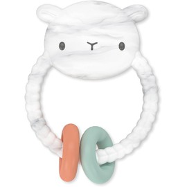 Mordedera para bebes Soothing Sheppy de Ingenuity con Aros de Actividades, Silicona libre de BPA, a partir de 3 meses, Unisex