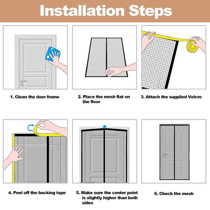 CWEEN CLU Magnetic Fly Screen Door, 120 x 210 cm,