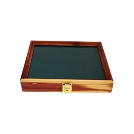 Wood Display Case for Collectibles, Knives, Arrowheads, Pins, Medals and More (12 x 9.5 x 2, Walnut)