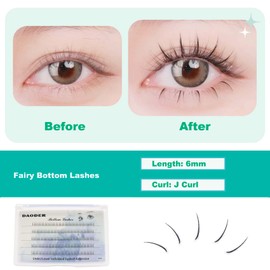 Bottom Lash Extension Kit 200pcs Lower Individual Lashes With Lash Bond and Applicator Tool 6mm Under Eye Lashes Natural Look DIY Eyelash Extension by DAODER(Fairy Bottom Lashes)