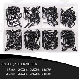 ATEN 8pcs Rod Tip Repair Kit, Stainless Steel Rod Guides, Ceramic Ring, Black, Fishing Rod Repair Kit