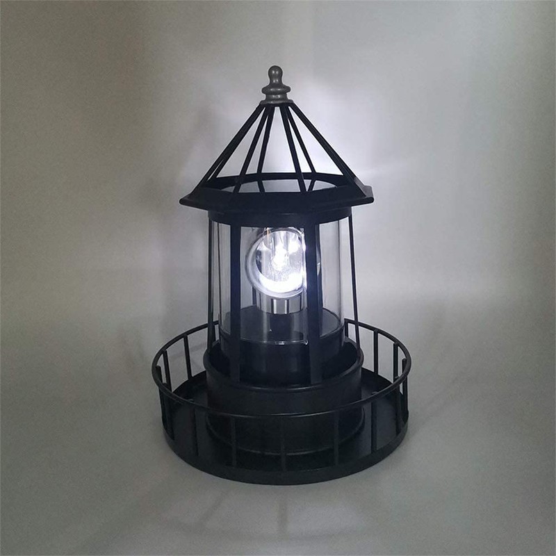 Rowzzi LED Solar Powered Lighthouse, 360 Degree Rotating Lamp Courtyard
