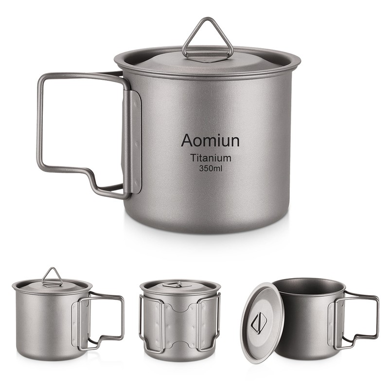 Aomiun Ultralight Titanium Cup Outdoor Portable 2PCS Cup Set 350ml