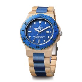 LeeEv Mens Wooden Watch, Wood Wrist Watch Handcrafted Sandalwood Vintage Calendar Analog Quartz Wooden Watches Gifts for Men