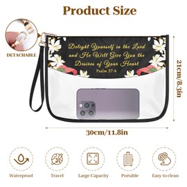 Christian Makeup Bag for Women Bible Verse Religious Gift for Her Clear Cosmetic Bag Inspirational Faith Gifts for Mom Grandma Sister Friends Scripture Church Gift Zipper Travel Toiletry Pouch