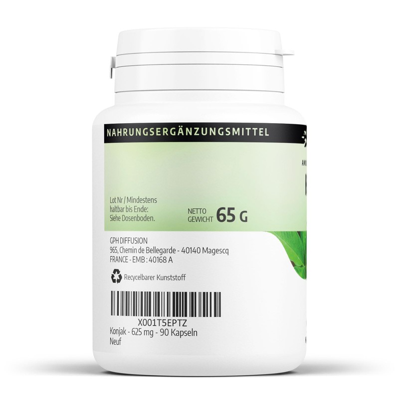 Konjak 625 mg 90 Capsules - 4000 mg Glucomannan per