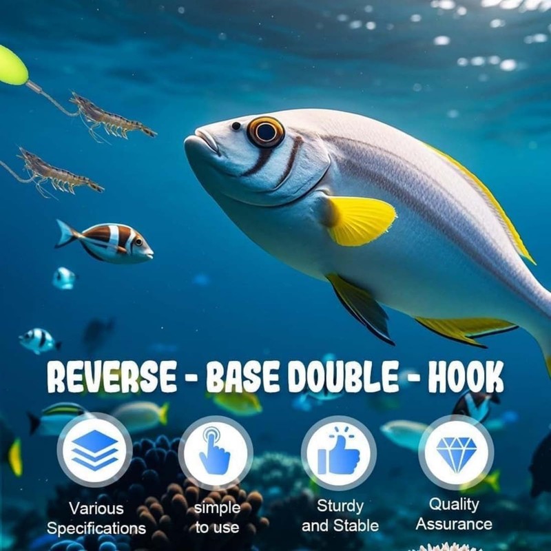 6PCS Double Reverse Fishing Hook Set,Anti Tangle Split Fishing Hooks,Snag