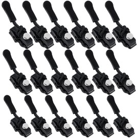 ACKKOR 18 Pcs Removable Universal Zipper Repairer, Universal Zipper Repair Kit Replacement Zip for Different Sizes of Clothes Jeans Backpacks Wallets Luggage Suitcases (Black)