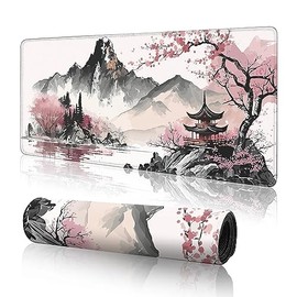 Alfombrilla de mouse grande para juegos con diseño de flor de cerezo, alfombrilla de mouse para juegos de 80 x 30 cm, alfombrilla de computadora grande, alfombrilla de mouse con base antideslizante y