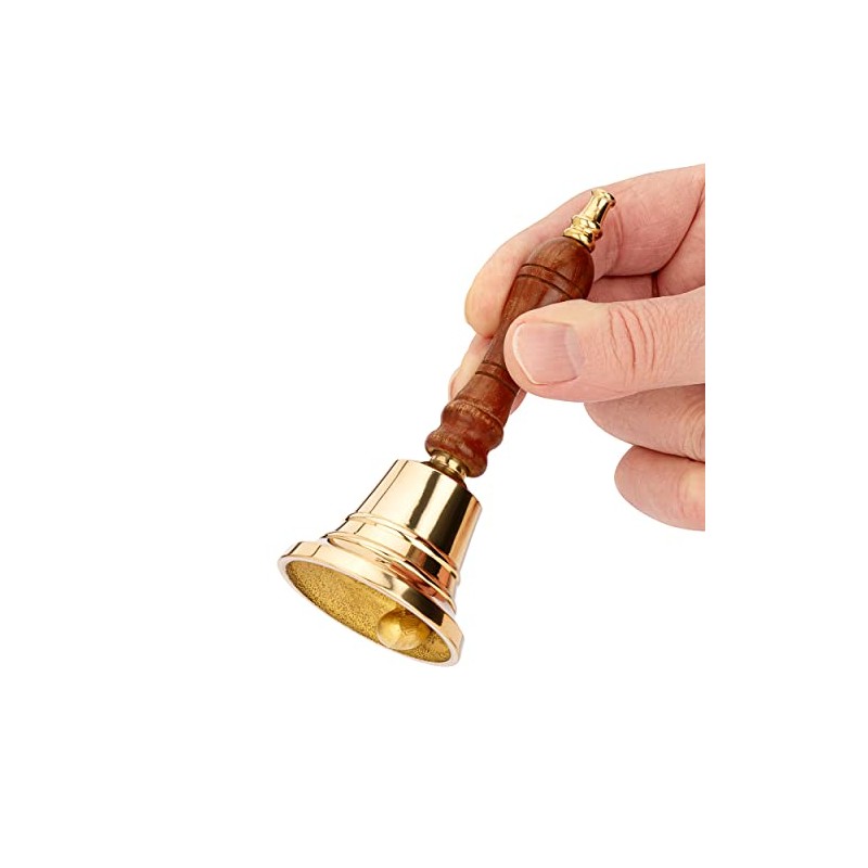 NKlaus Maritime 11578 Brass Table Bell with Wooden Handle 12.5