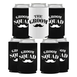 PartyGifts&Beyond 7Pack Groomsmen Can Cooler Koozies Groom and Best Man Can Cooler Sleeves for Bachelor Party or Wedding Gift(Beard)
