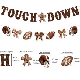 Zwiebeco Football Super Games Bowl Touch Down Party Decoration Banner Sign Bunting Garland Hanging Paper Swirls Kit for Boys Sports Theme Baby Shower Game Day Birthday Theme Accessories Supplies