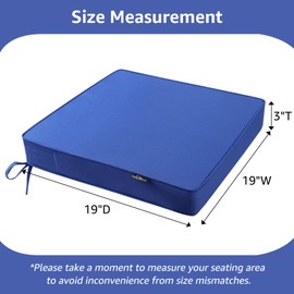 PatioGlow Outdoor Chair Cushions 19 x 19 x 3 Inch, Waterproof & Fade Resistant Patio Seat Cushion for Furniture with Handle and Ties, Thick Seating Pads for Outside Sofa Couch Set of 2, Blue