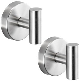 Fenas Suction Cup Hooks for Shower - Bathroom Reusable Hooks for Towels, Robes & Loofah - No-Drill Mounting on Kitchen,Walls,Metal,Glass,Mirrors,Tile & Smooth Non-Porous Surfaces (2, Brushed Nickel)