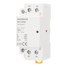 Baomain AC Contactor 63A 2 Pole Normally Closed Universal Circuit Control 35mm DIN Rail Mount CE Listed 2NC BCT-63/02 (AC 220V)
