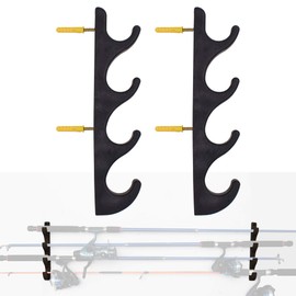 YYST Horizontal Fishing Rod Storage Rack Holder Wall Mount - W Screws - No Fishing Rod- Hold 4 Fishing Rods