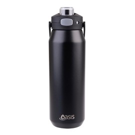Oasis Ceramic Lined Stainless Steel Triple Wall Insulated 'Capri' Drink Bottle with Quick Release Lid 1 Litre - Black