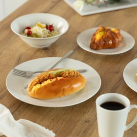 16 PC Rimmed Dinnerware Set for 4 Person | Mugs, Salad and Dinner Plates and Bowls Sets, Dishes with Highly Chip and Crack Resistant, Dishwasher and Microwave Safe, White. QI004500