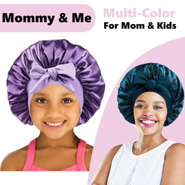 2 Pcs Satin Bonnet for Kids Sleeping,Kids Bonnets for Girls with 6 Pcs Girls Scrunchies for Kids,Toddler Girls