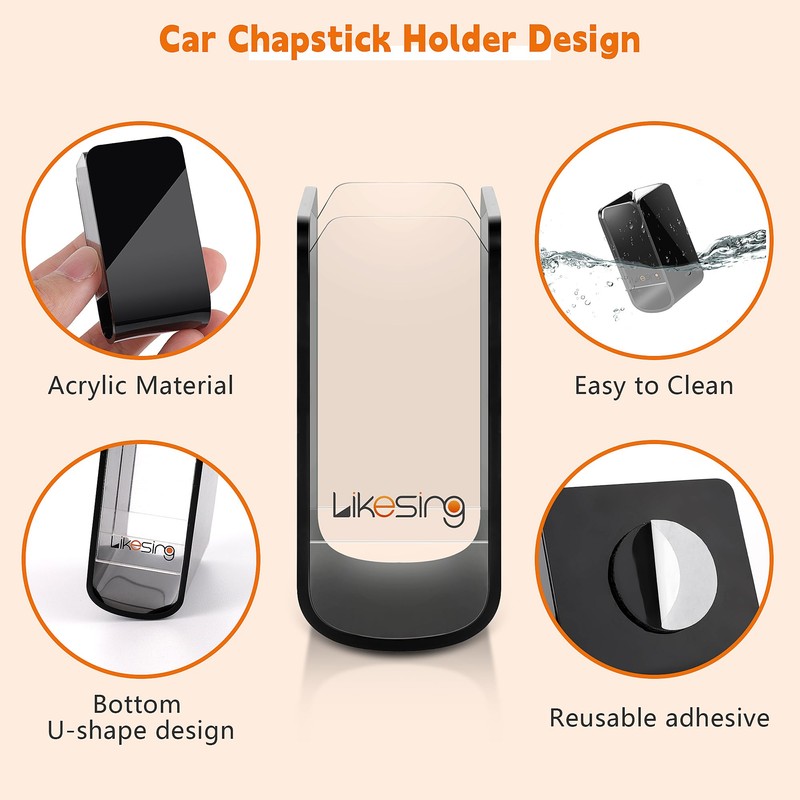 Likesing Car Chapstick Holder, Acrylic Black Car Chap Upright Lip