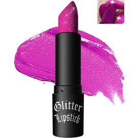 Glitter Lipstick, Waterproof Long Lasting Lip Gloss, Diamond Metallic Sparkling Matte Lipstick, Matte Glitter Lipstick Lip Gloss for Women Lips Make-Up, Gift for Women's Day -04 Rose Red