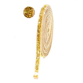 YHMQDU Rhinestone Ribbon 6 Yards Self Adhesive Rhinestone Strips Diamond Ribbon Sticker Crystal Roll Glitter Bling Rhinestones Tape for Crafting DIY Art Decoration (Gold,0.4 Inch)