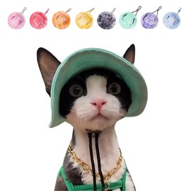 Pet Cat/Dog Bucket Hat Cool Costume – Practical Stylish Dress Up Clothing Accessories for Festival Party Outdoor Activities (Green, Small)