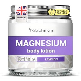 NaturallyMum - Loción corporal de magnesio [NATURAL Y VEGANA] - Loción en crema de magnesio tópica que favorece el sueño y los huesos.