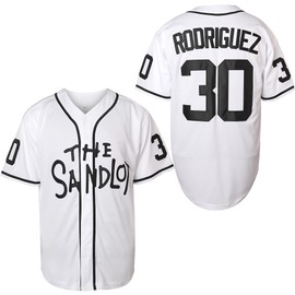 The Sandlot Benny Jersey 30 'The Jet' Rodriguez Squints Palledorous Yeah-Yeah McClennan 3D Print Movie Baseball Jersey(3X-Large, 30 Rodriguez White)