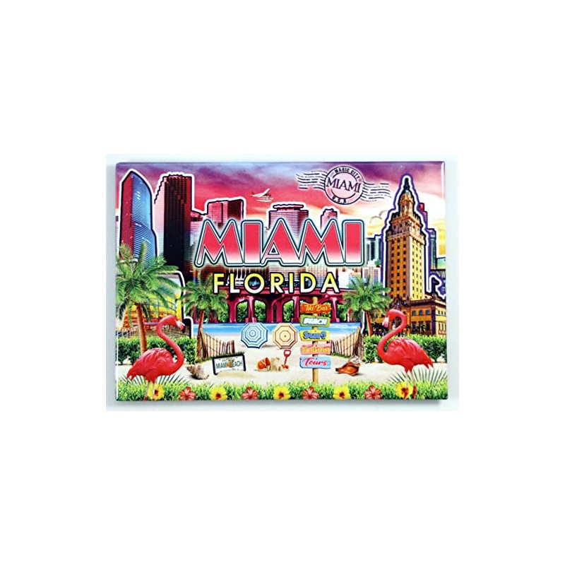 Miami Florida Scene Pop Art Magnet 2.5" x 3.5"
