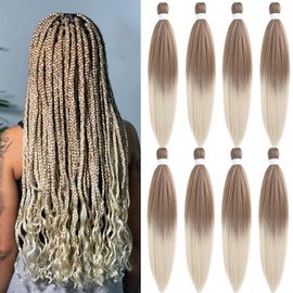SIXERSI Ombre Blonde Braiding Hair Pre Stretched 6b/613 Braiding Hair Extensions for Braids Kanekalon Prestretched Braiding Hair 26 Inch Kids Knotless Ombre Pre Sectioned Braiding Hair