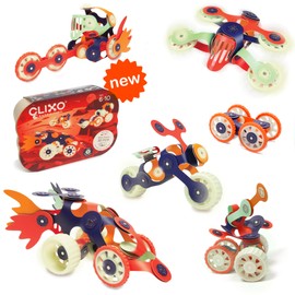 Clixo Mars Rover Pack - Glow-in-The-Dark Wheels Magnetic Building Toy - 30 Flexible Magnet Pieces for Galactic Exploration & Adventure. Award-nominated STEM Toy. Kids Gift & Travel Toy. Ages 6+ [New]