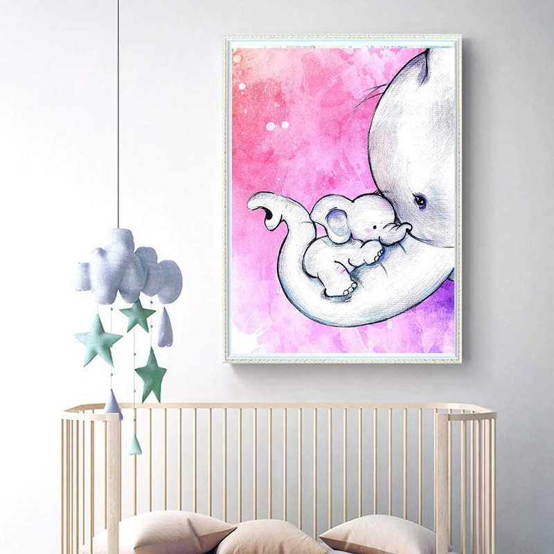 5D Diamond Painting Diamond Painting Pictures, Wowdecor White Elephant Baby